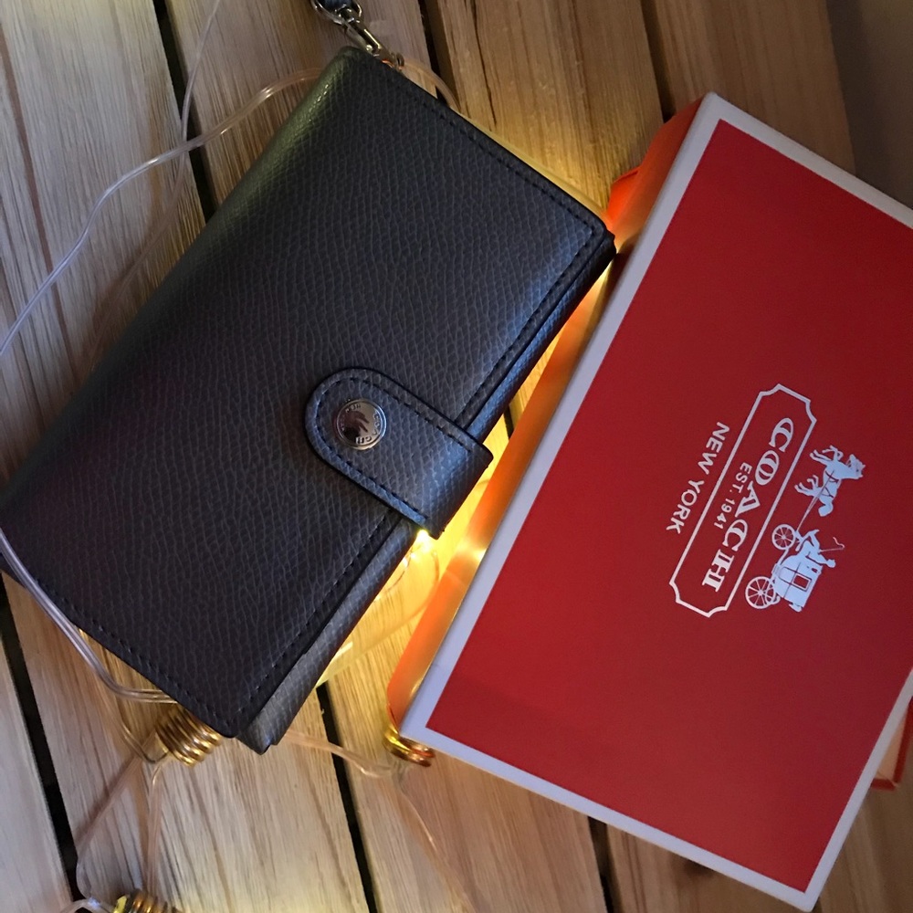 Authentic leather coach wristlet wallet